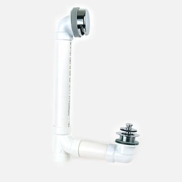 900 Series 16 in. Sch. 40 PVC Bath Waste w-Push Pull Bath Stopper, Chrome, Watco, Mfr#: 900-PP-PVC-CP